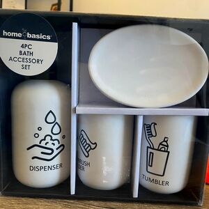 Home Basics White 4-Piece Bath Accessory Set